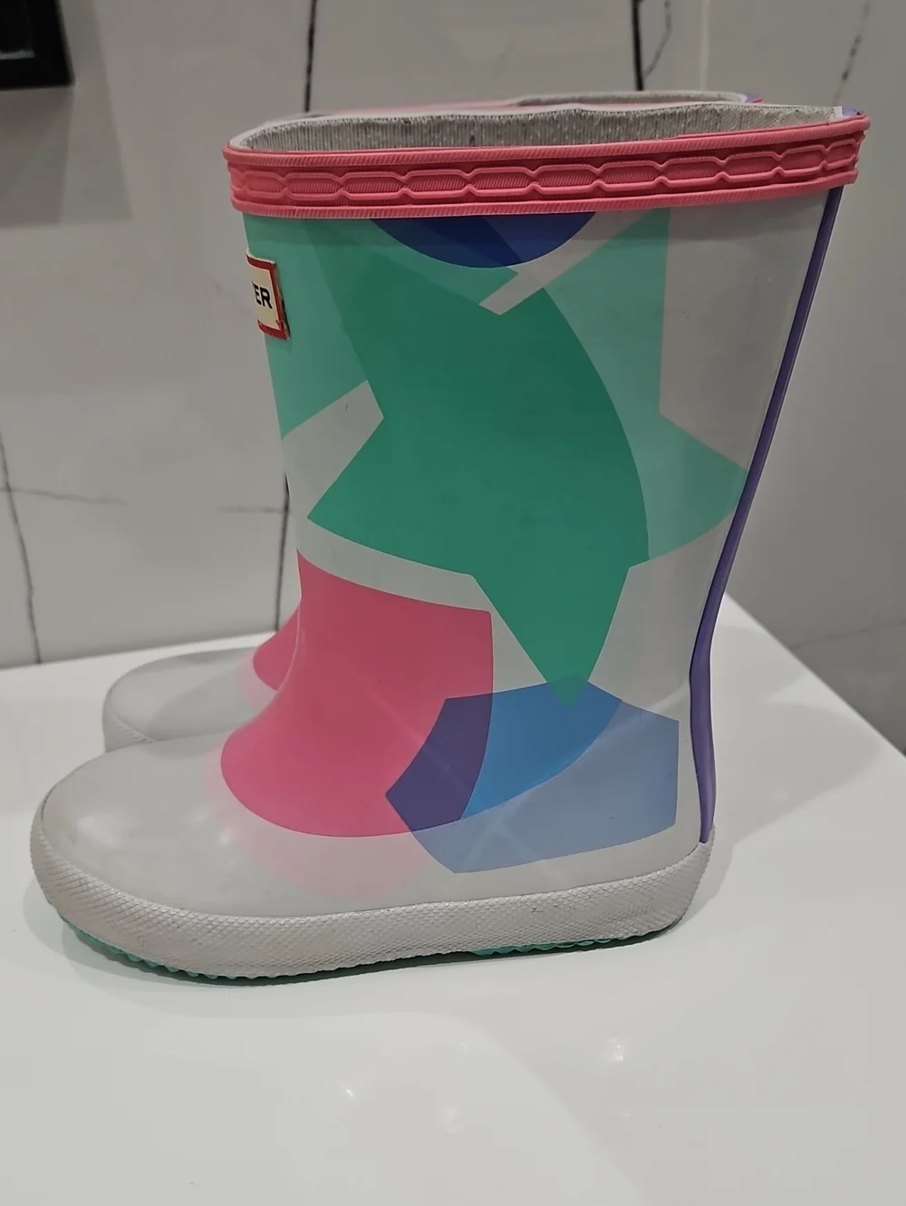 Hunter Colorblock Kids Rain Boots in Pink, Mint & Blue
